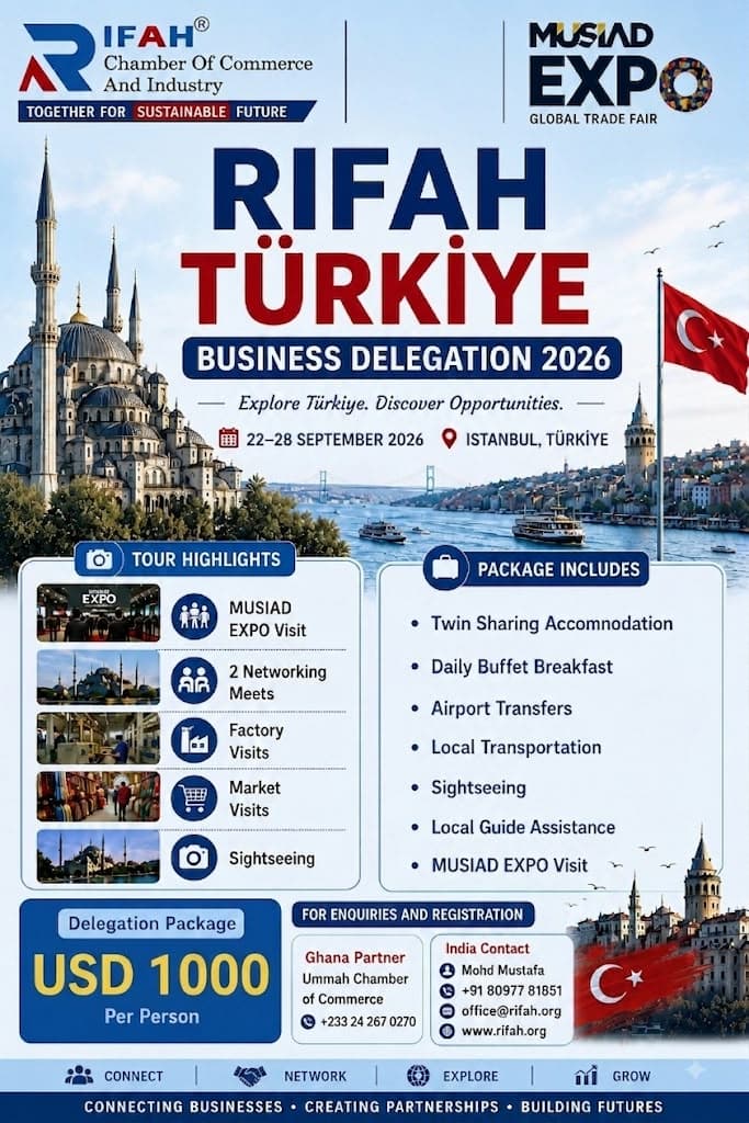 RIFAH Türkiye Business Delegation 2026 official flyer